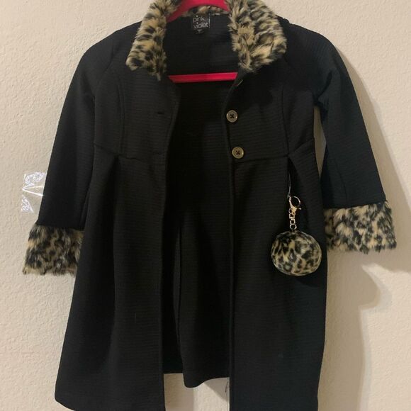 Pink & Violet Animal Print 2 Pc Dress and Coat set Size 6 Pre-Loved - Picture 6 of 9